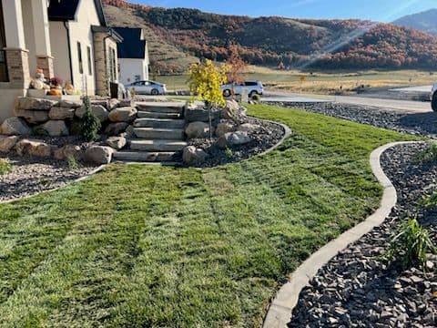 Front Yard Landscape and Rock Staircase image