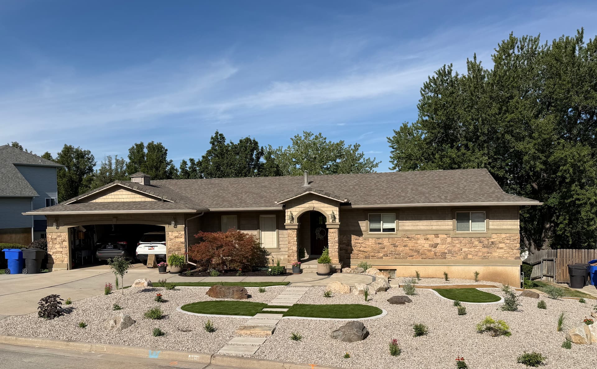 Perry Utah Front Yard Gets Artificial Turf Pavers and Xeriscape Makeover image