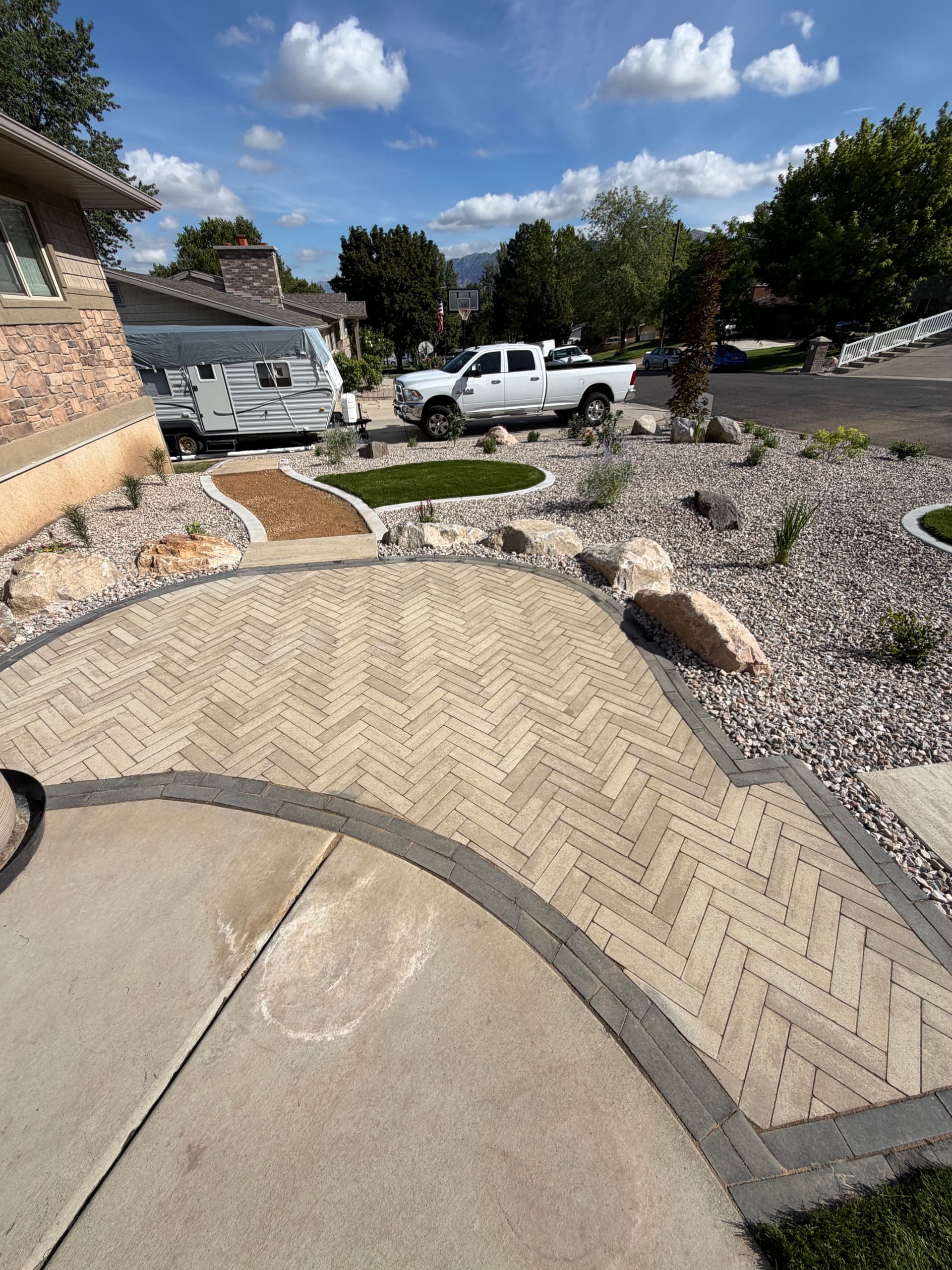 Gallery photos for Perry Utah Front Yard Gets Artificial Turf Pavers and Xeriscape Makeover: Image #3