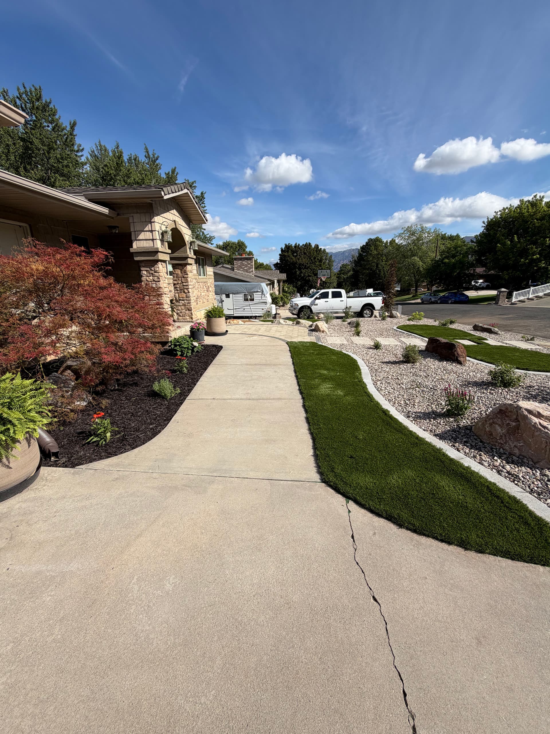 Gallery photos for Perry Utah Front Yard Gets Artificial Turf Pavers and Xeriscape Makeover: Image #2